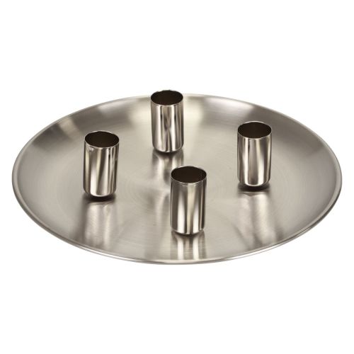 Stojan na svíčku stříbrný tyčový Ø2,5cm talíř na svíčku kovový Ø23cm