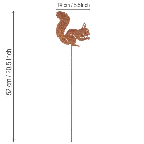 Zahradní kůl veverčí rez dekorativní kůl na záhon a květináč 52cm 2 ks | Floristik24.cz