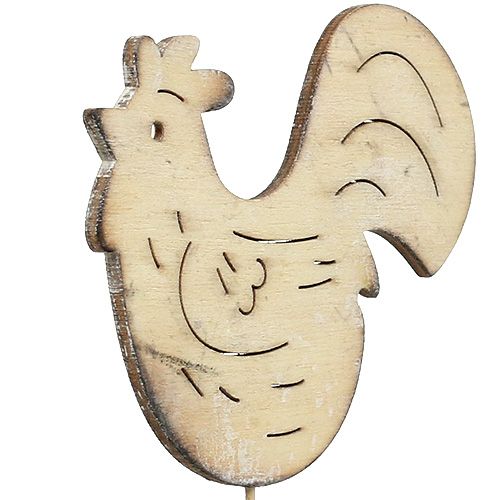 Floristik24 Zátka dřevěný kohout, slepice 7cm - 8,5cm 2ks