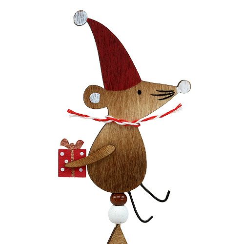 Floristik24 Zástrčka s myší přírodní, červená L30cm 8ks