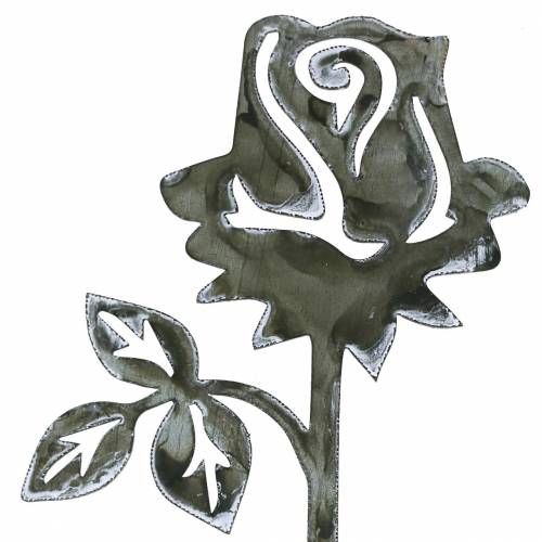 Floristik24 Kovová zátka růžová stříbrnošedá, bílý praný kov 20cm × 8cm 12 ks