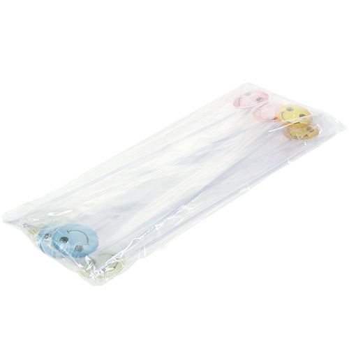 Floristik24 Deco smajlík na tyči různé barvy 3,5cm 8ks