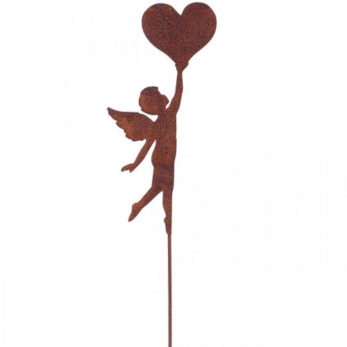 Floristik24 Zahradní kůl rez anděl se srdcem dekorace Valentýn 60cm