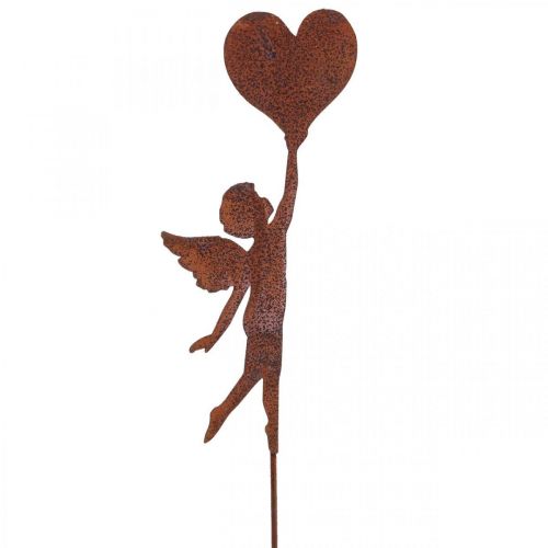 Floristik24 Zahradní kůl rez anděl se srdcem dekorace Valentýn 60cm