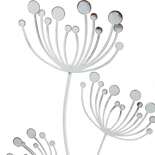 Floristik24 Jarní dekorace, deco plug květina shabby chic bílá, stříbrná D87cm Š18cm