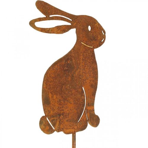 Floristik24 Zahradní dekorace rez velikonoční zajíček květinový kolík kovový 7×9cm