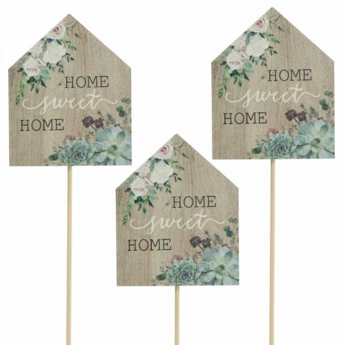 položky Květinové špunty dřevěné Home Sweet Home dekorace 6,5x7,5cm 18ks