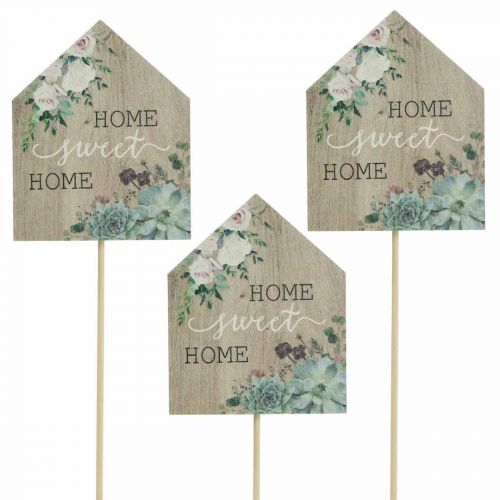 Floristik24 Květinové špunty dřevěné Home Sweet Home dekorace 6,5x7,5cm 18 ks