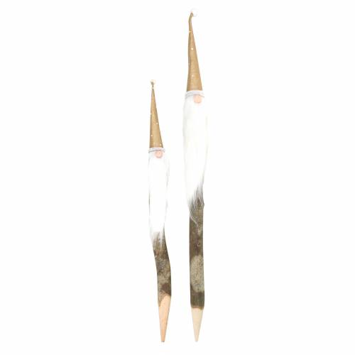 Floristik24 Sada dřevěných špuntů Gnome s plnovousem z přírodní větve Ø3 / 3,2 cm L44 / 59 cm 2ks