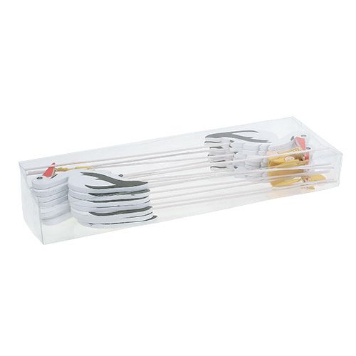 Floristik24 Zástrčka čáp s miminkem 10cm L28cm 14ks
