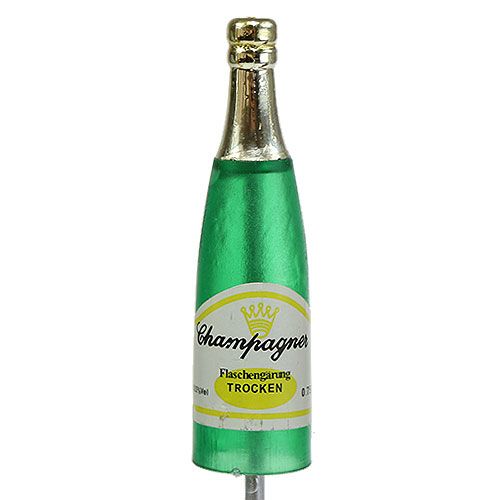 položky Zástrčka láhve šampaňského hnědá, zelená, žlutá 7,5 cm L28,5 cm 12ks