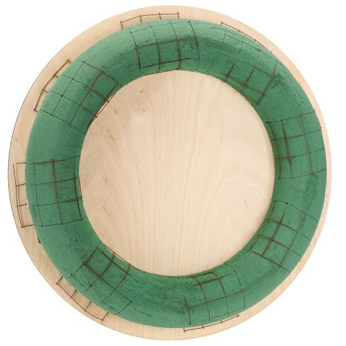 Květinový věnec z pěny, dřevěná deska, mokrá květinová pěna 38 cm, 2 kusy
