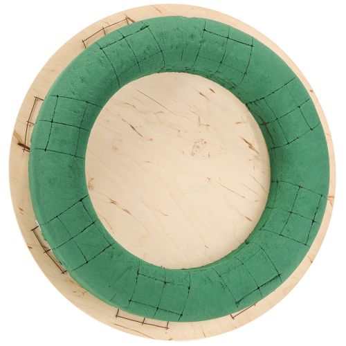 Floristik24 Květinový věnec z pěny na dřevě, mokrá květinová pěna, zelená, Ø29cm