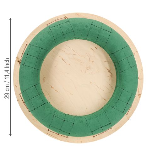 položky Květinový věnec z pěny na dřevě, mokrá květinová pěna, zelená, Ø29cm