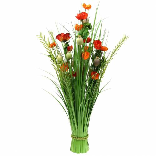 Floristik24 Dekorativní stojací kytice maková umělá oranžová V77cm