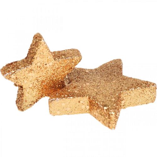Floristik24 Bodová dekorace Vánoční hvězdy třpytivé/oranžové Ø4/5cm 40ks