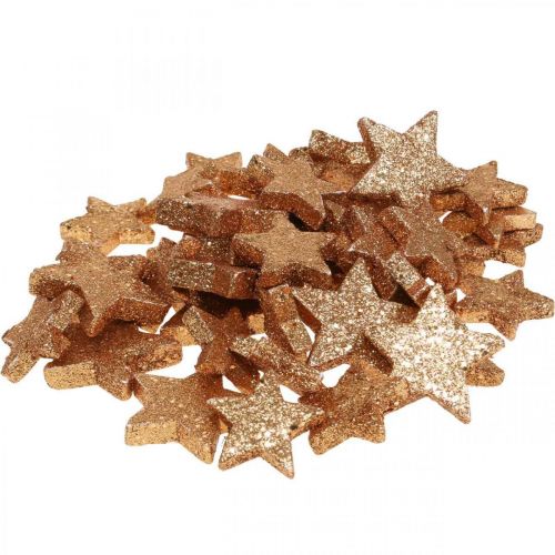 Floristik24 Bodová dekorace Vánoční hvězdy třpytivé/oranžové Ø4/5cm 40ks