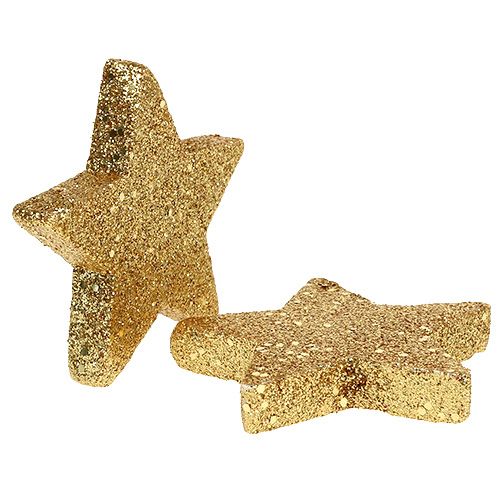 Floristik24 Hvězdičky zlaté 6,5cm se slídou 36ks