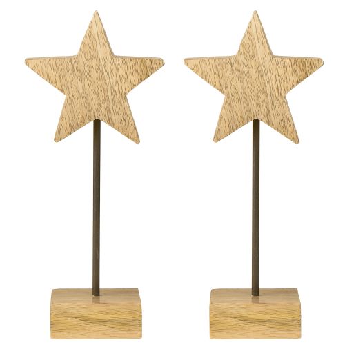 položky Dřevěná hvězda z přírodního dřeva na postavení, výška 23 cm, 2 ks