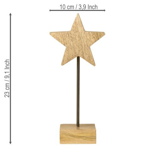 položky Dřevěná hvězda z přírodního dřeva na postavení, výška 23 cm, 2 ks