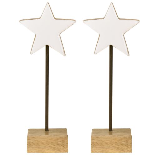 položky Dřevěná hvězda bílé dřevěné hvězdy na postavení V23cm 2 ks