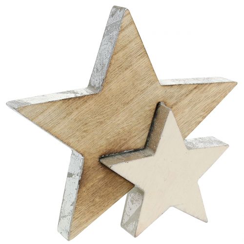 Dřevěná hvězda příroda 18cm