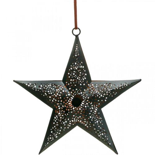 Vánoční věšák Star Metal Star Black H19cm