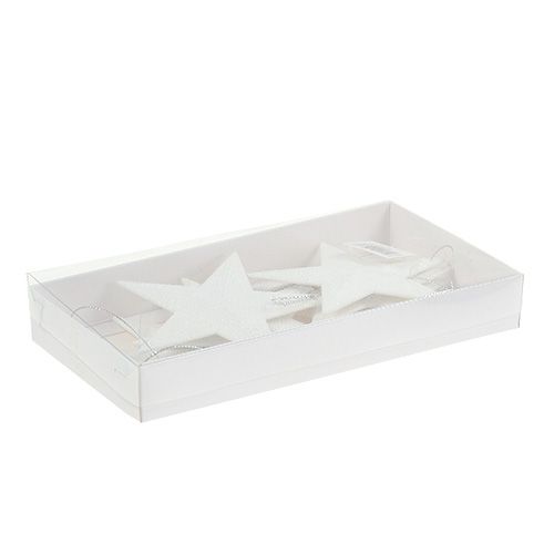 Floristik24 Hvězda na zavěšení bílá 11cm L19cm 6ks