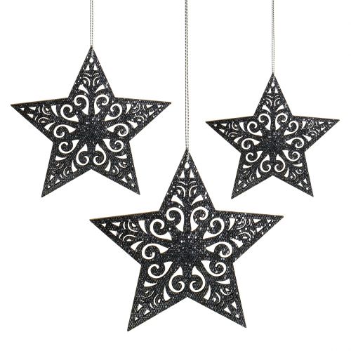položky Vánoční hvězda s ornamenty stříbrná šedá sortiment 8cm - 12cm 9 ks
