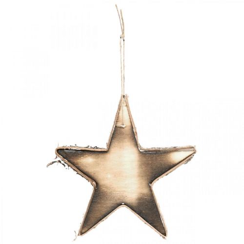 položky Dřevěná hvězda k zavěšení přírodních flambovaných vánočních ozdob H15cm