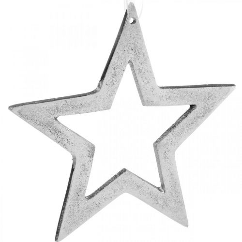 položky Hvězda na zavěšení stříbrná hliníková vánoční dekorace 15,5×15cm