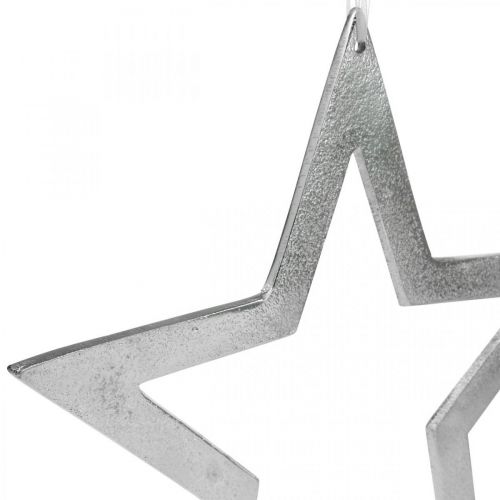 položky Ozdobná hvězda na zavěšení stříbrná hliníková dekorace na dveře Ø28cm