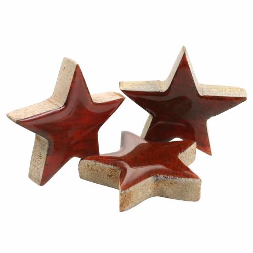Floristik24 Bodová dekorace hvězda mango červená malovaná 5×5cm 16 ks