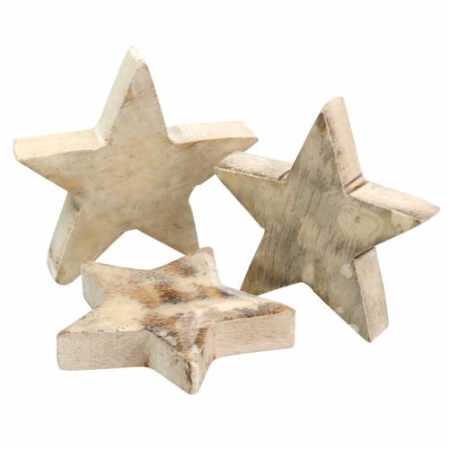 Floristik24 Rozsypaná vánoční hvězda mangové dřevo bílé prané lakované 6cm 16ks