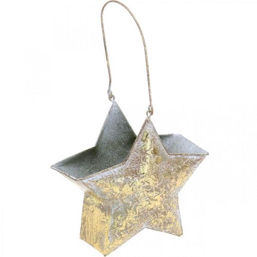 Dekorativní hvězda kov k zavěšení a zdobení Zlatá Ø13cm
