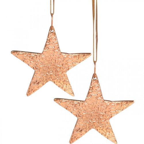 položky Měděná hvězda na zavěšení, ozdoba na vánoční stromeček, kovové přívěsky 8×9cm 2ks