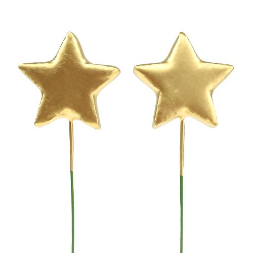 Floristik24 Hvězdy na drátě pro řemesla zlaté 5cm L23cm 48 ks