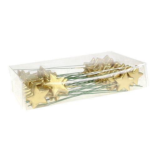 Floristik24 Hvězdy na drátě pro řemesla zlaté 5cm L23cm 48 ks