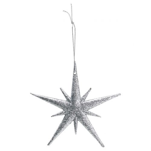 položky Třpytivá hvězda na zavěšení stříbrná 13cm 12ks