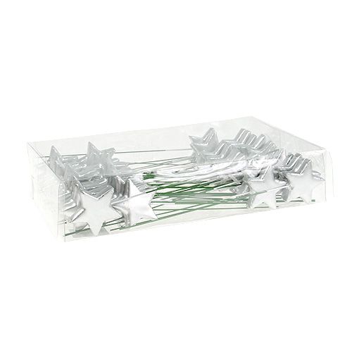 Floristik24 Hvězdy na drátě stříbrné 5cm L23cm 48 ks