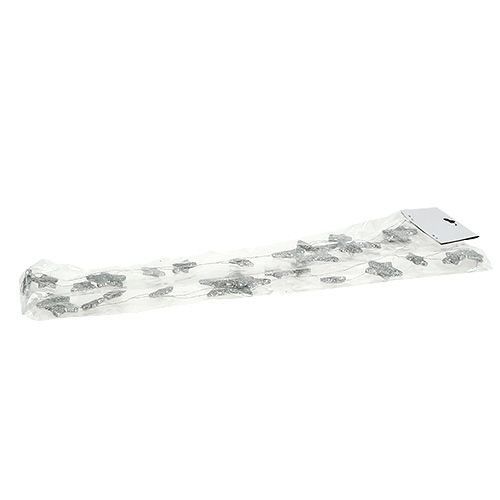 Floristik24 Hvězdná girlanda 110cm stříbrná se slídou