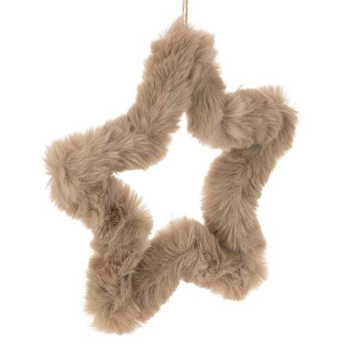 Závěsná ozdobná hvězda z umělé kožešiny, 21 cm, 4 kusy