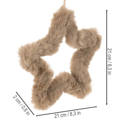 Závěsná ozdobná hvězda z umělé kožešiny, 21 cm, 4 kusy | Floristik24.cz
