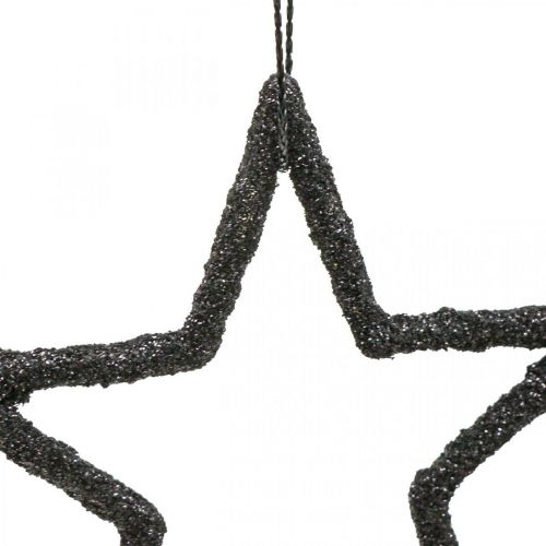 položky Vánoční dekorace přívěsek hvězda černý třpyt 7,5cm 40p