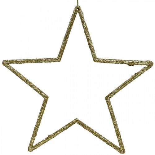 Floristik24 Vánoční dekorace přívěsek hvězda zlatý třpyt 17,5cm 9ks