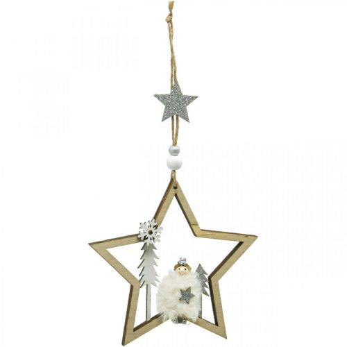 Vánoční dekorace hvězda dřevěný deko věšák Ø13,5cm 4ks