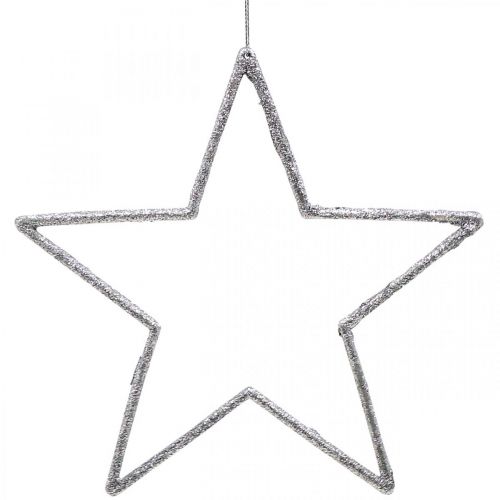 Vánoční dekorace přívěsek hvězda stříbrný třpyt 17,5cm 9ks