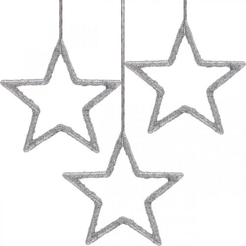 Floristik24 Vánoční dekorace přívěsek hvězda stříbrný třpyt 7,5cm 40p