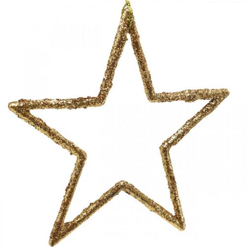 položky Třpytivé hvězdy, adventní dekorace, hvězdné ozdoby na zavěšení, vánoční ozdoby zlaté 11,5 × 12 cm 12ks