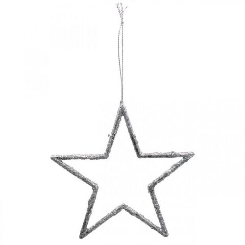 Floristik24 Hvězda na zavěšení, vánoční ozdoby na stromeček, dekorace hvězda stříbrná 11,5 × 12 cm 12ks